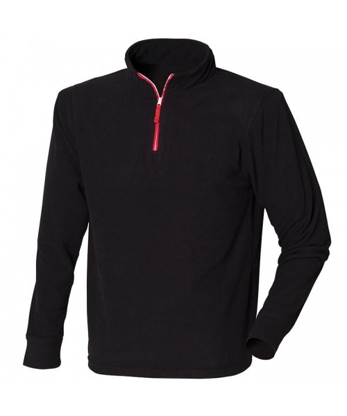 Plain Zip Neck Fleece Long Sleeve Piped Finden & Hales 140 gsm GSM